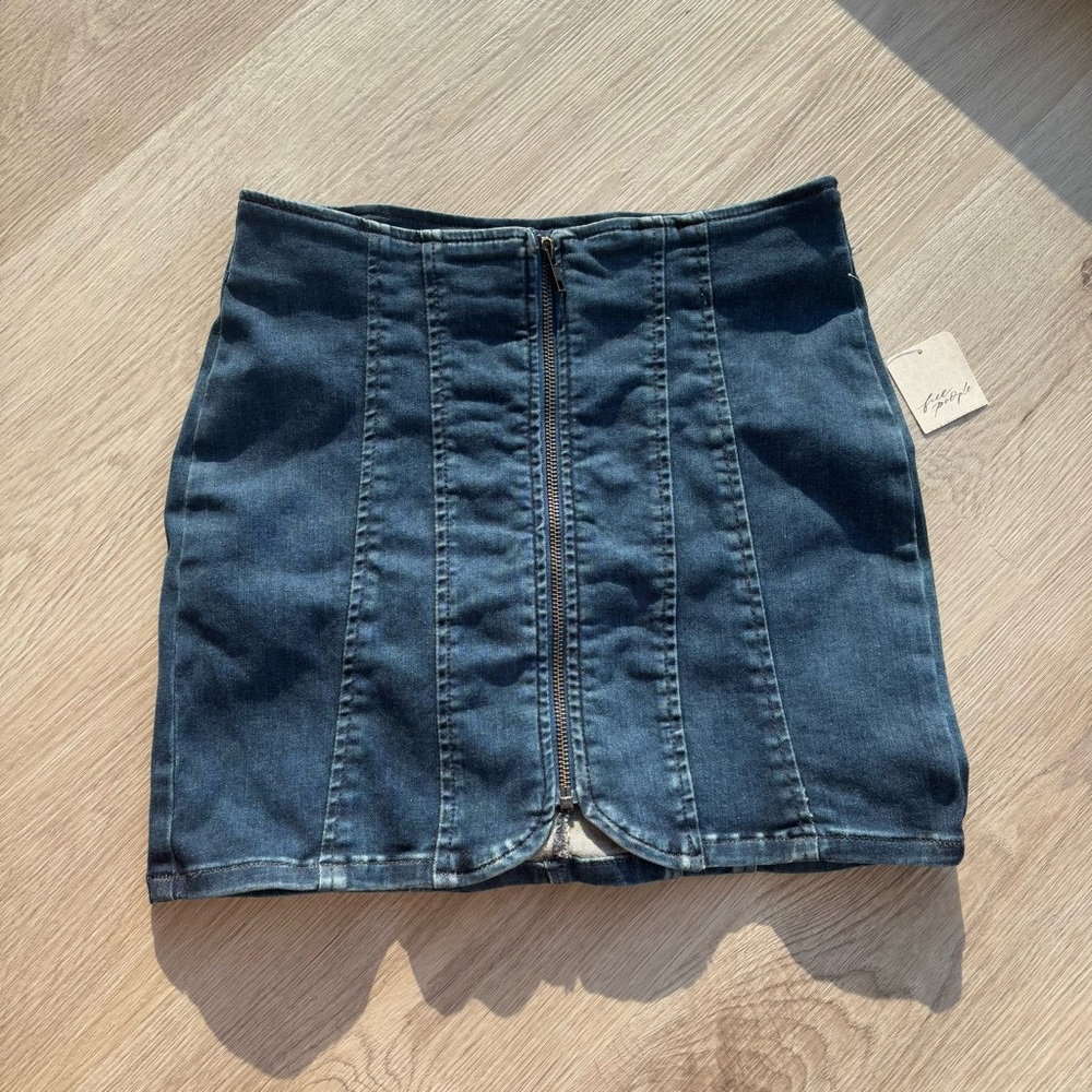 Free People We The Free Denim Zip Up Jean Skirt NWT